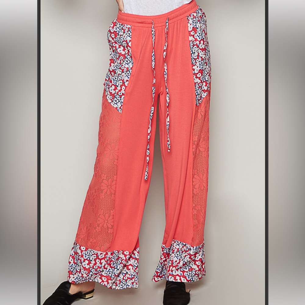 POL Floral Coral Women's Wide-Leg Pants NWOT - Picture 3 of 3
